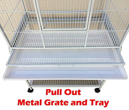 Extra Large Wrought Iron Chew-Proof 4-Levels Narrow Bar Spacing Ferret Chinchilla Squirrel Sugar Glider Rats Mices Rabbit Squirrel Hamster Cage Easy Clean Pull Out Tray with Removable Rolling Stand - color: White Vein, size: 32"L x 19"W x 60"H With 1/2" S