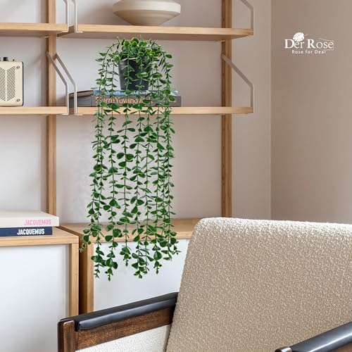 Der Rose 24.8'' Fake Hanging Plants Artificial Potted Eucalyptus Vine Plants Indoor and Outdoor for Office Home Living Room Bathroom Wall Shelf Decor (1Pack) - size: 24.8"-Fake Eucalyptus