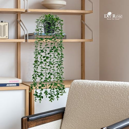 Der Rose 24.8'' Fake Hanging Plants Artificial Potted Eucalyptus Vine Plants Indoor and Outdoor for Office Home Living Room Bathroom Wall Shelf Decor (1Pack) - size: 24.8"-Fake Eucalyptus