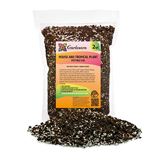 Gardenera Premium House Plant and Tropical Plant Potting Soil - Re-Potting Soil for All Types of Indoor House Plants - 2 Quart - color: TROPICAL HOUSE PLANT POTTING MIX, size: 2 Quart