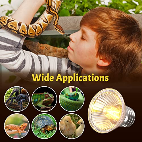Lustaled 8Pack 50W Reptile Heat Lamp Bulbs E26 Dimmable Full Spectrum Sun Lamp Turtle Heat Bulb for Bearded Dragon, Chicks, Lizard, Snake, Puppies