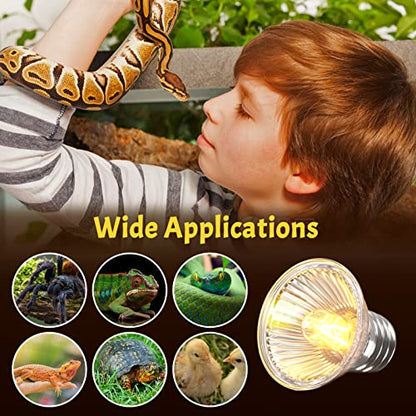 Lustaled 8Pack 50W Reptile Heat Lamp Bulbs E26 Dimmable Full Spectrum Sun Lamp Turtle Heat Bulb for Bearded Dragon, Chicks, Lizard, Snake, Puppies