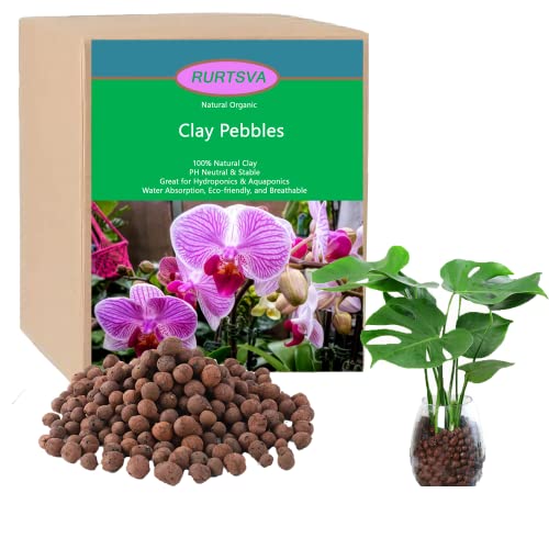 Natural Leca Clay Pebbles, 17LBS 8mm-18mm Expanded Organic Balls Plants Grow Media Gardening Soil for Hydroponics, Drainage, Decoration, Aquaponics - size: 17 LBS