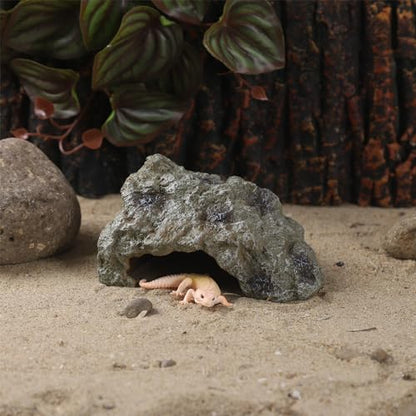 IBWell Resin Leopard Gecko Hide, True to Nature Reptile Rock for Bearded Dragon Hideout Snake Hides for Ball Pythons, Tortoise House Terrarium DÉCor - Small