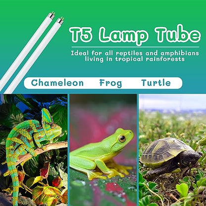 T5 UVB Reptile Light 39W 5.0,UVA UVB Light Bulb for Reptiles,2 Pack Reptile UVB Lamp Tube for Bearded Dragon - size: 2 pack T5 Tube-39W 5.0