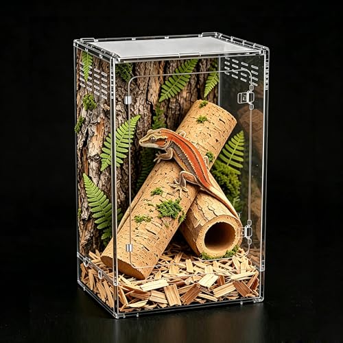 Reptile Tall Terrarium,11 Gollon Vertical PC Terrarium,12"x12"x18" Habitat Enclosure with Front Openning Door and Top Screen Ventilation for Geckos, Snakes,Tree Frogs,Chameleon,Bearded Dragons