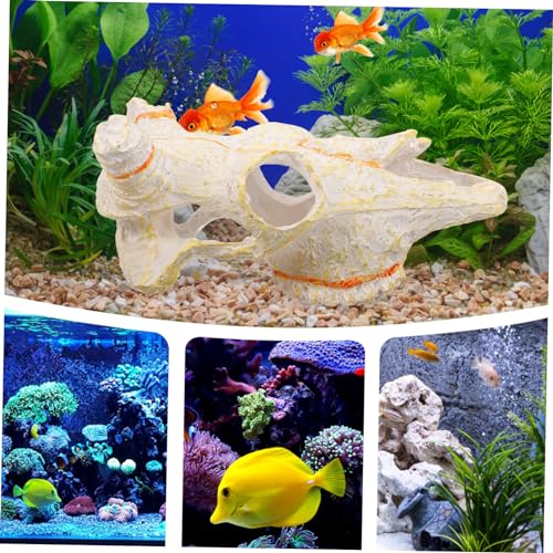 Hemoton Reptile Hideout Skull Decor Resin Molding for Aquarium and Terrarium for Fish and Turtles Unique Home Decoration for