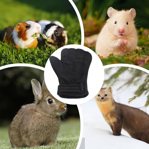 Anti Bite Gloves | Scratch Resistant Mitts - Hamster Calming Gloves | for Sugar Petaur Bird Parrot Hedgehog - color: Black