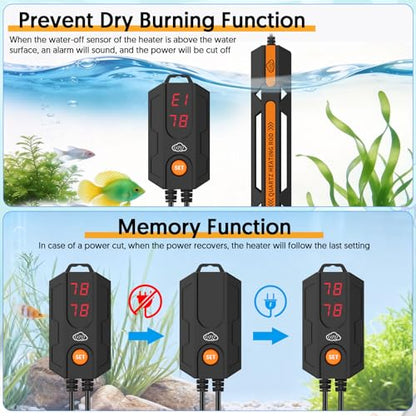 QZQ Aquarium Heater, 300W Fish Tank Heater with Temperature Controller, Leaving Water Automatically Stop Heating, Overheating Protection, Turtle Tank Heater for Freshwater & Saltwater - size: 300W
