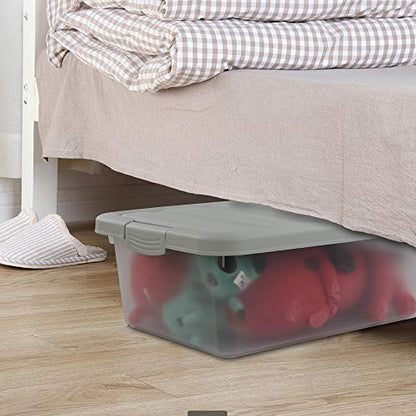 14 Quart Plastic Storage Box, Clear Storage Bin with Lid, 2 Packs - color: Grey