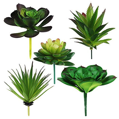 264 ft Greenery Ribbon Leaf Vines & 5 Pcs Large Size Faux Succulents Set