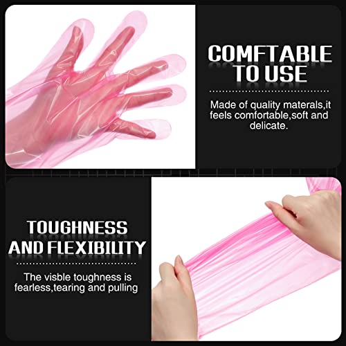 Patelai 50 Pcs Disposable Dressing Gutting Gloves 1.6 Mil Shoulder Length Hunting Field Dressing Glove for Deer Cleaning Gutt - color: Pink