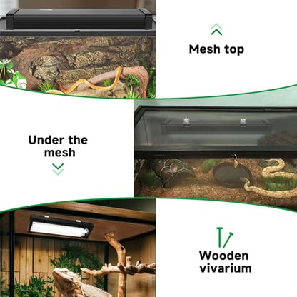 T5 UVB Reptile Light Fixture Upgrade Square HO UVB Bulb Lighting Combo Kit 10.0 UVB Light for Reptiles Terrarium Fluorescent 8W Reptile Light Bar UVA UVB Desert Lamp for Bearded Dragon Turtle Tank - size: 8W 12IN