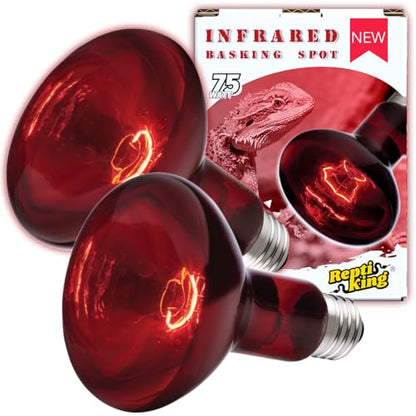 Reptile Red Heat Lamp, 2-Pack 75W Infrared Basking Bulbs Light for Reptiles, Night Red Basking Light for Bearded Dragon, Lizard, Gecko,Turtle Tank Accessories - color: 2-pack Night Heat Bulb