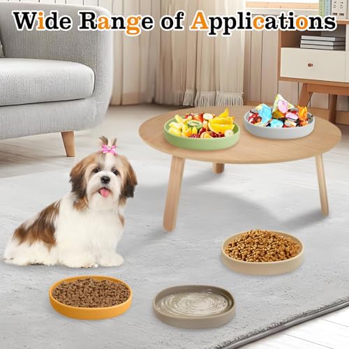 BNOSDM Silicone Dog Food Plate Shallow Dog Bowl Flat Cat Dish 1 Pack Small Puppy Plates for Small Dogs and Cats Whisker Fatigue Pet Feeding Bowls for Dry and Wet Food (Beige) - color: 1 Pcs - (Beige)