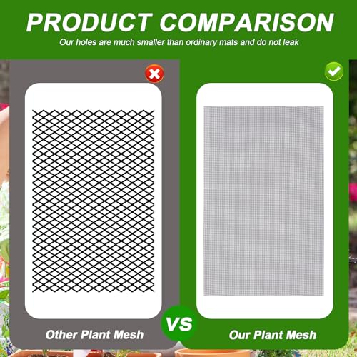 10pcs Flower Pot Hole Mesh Pad, 11.8x7.8 Inch Bonsai Mesh Drainage Screens Plant Pot Drainage Mesh Plant Screen Mesh Preventing Soil Leakage - color: Black