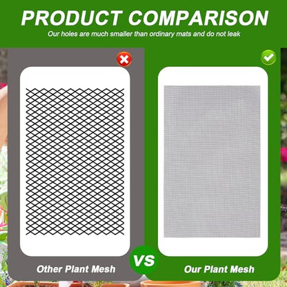 10pcs Flower Pot Hole Mesh Pad, 11.8x7.8 Inch Bonsai Mesh Drainage Screens Plant Pot Drainage Mesh Plant Screen Mesh Preventing Soil Leakage - color: Black