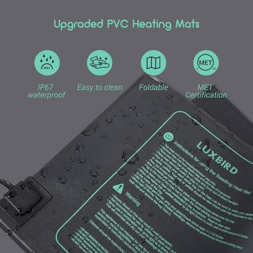 LUXBIRD 2 Pack 10"x 20.75" Seedling Heat Mat and Digital Thermostat Controller Combo Set (120v US Plug)