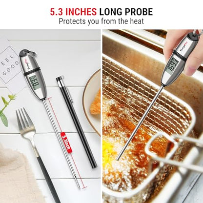 TempPro TP02S Digital Food Thermometer for Cooking Bread Baking Sourdough Liquids, Meat Thermometer Digital with Super Long Probe for Kitchen Candy Making Gift for Dad Husband (Previously ThermoPro)