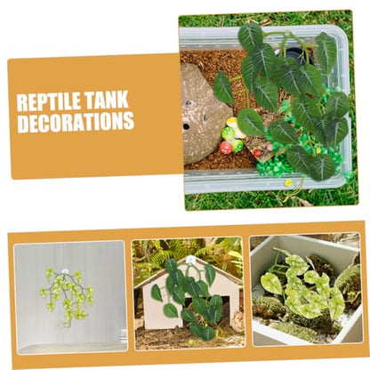 TOYANDONA 2pcs Realistic Leaves with Suction Cup Terrarium Decor for Turtle Habitat Flexible Vines for Natural Aesthetic
