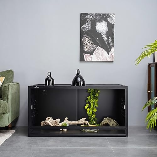 Reptile Terrarium 40''x16''x16'' ToxiRium Large PVC Reptile Enclosure 44 Gallons for Bearded Dragon Gecko Lizard Snake, Wide Breeding Vivarium Area with Sliding Doors Lock