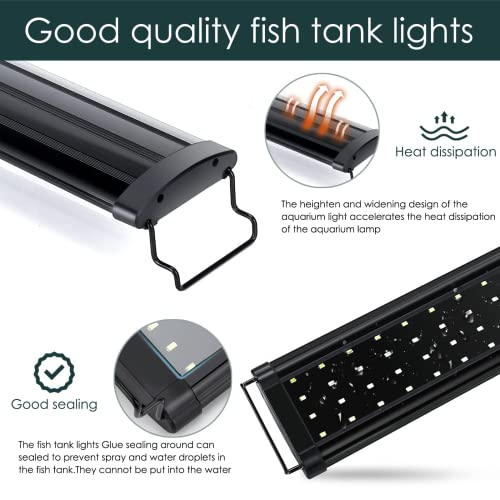 AQQA Aquarium Light,Full Spectrum LED Fish Tank Lights,12"-54" Adjustable Multi-Color White Blue Red Green LEDs with Extendable Brackets,14W-31W for Freshwater Plants (14W (12"-18")) - size: 14W (12"-18")