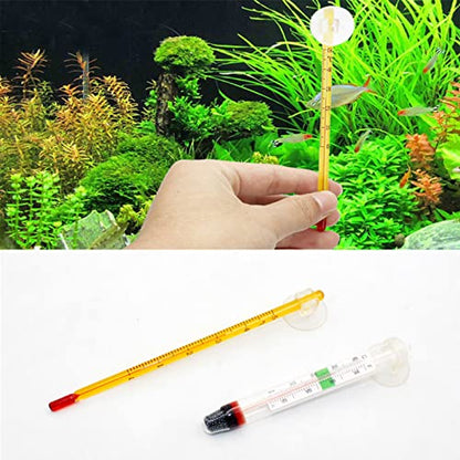 Aquarium Thermometer Glass Water Temperature Gauge with Suction Cup, Clear Easy Read for Fish Tank Marine Habitat - color: A