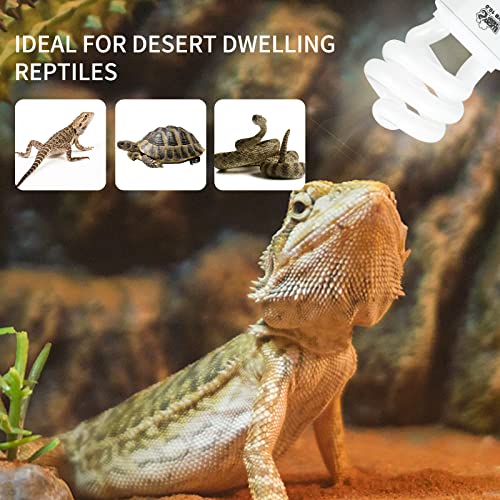 LUCKY HERP 2 Pack UVA UVB Reptile Light, 15W 10.0 UVB Bulb for Desert Reptiles, Compact Fluorescent Terrarium Lamp, Reptile UVB Bulb for Bearded Dragon, Lizard, Tortoise - size: 15&10.0