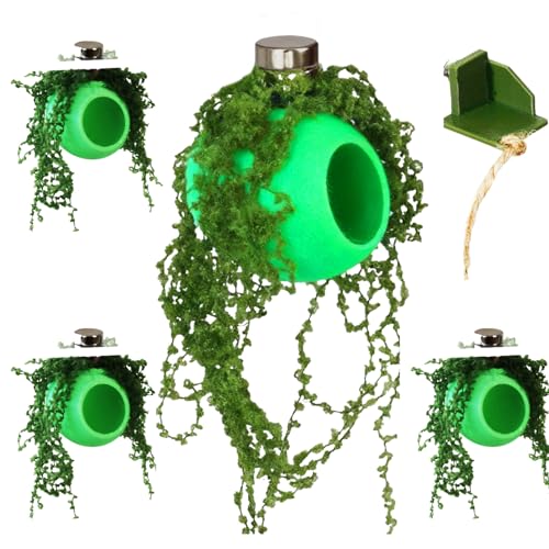 Jumping Spider Enclosure Accessories 4Pcs Cocoon-Shaped Jumping Spider Hideaway with Artificial Moss and 1 Pcs Resting Platform Magnetic Small Animal Shelter Toy (Light Green) - color: Light Green