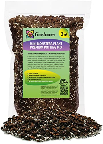 Organic Mini Monstera Potting Soil - Promotes Healthy Foliage and Drainage by Gardenera - 3 Quart - size: 3 QUART