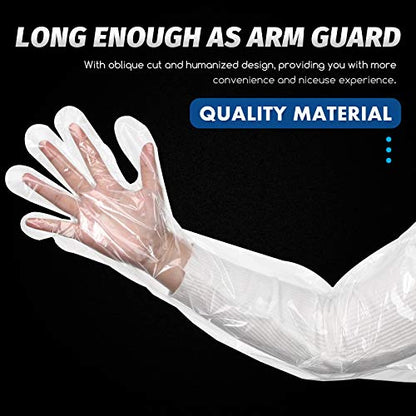 Patelai 50 Pcs Disposable Dressing Gutting Gloves 1.6 Mil Shoulder Length Hunting Field Dressing Glove for Deer Cleaning Gutt - color: White