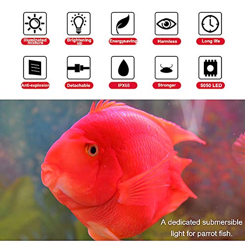 MQ 20 in Submersible LED Aquarium Light, 3.5W Color Changing Fish Tank Light with Remote Control, IP68 Crystal Glass 24 LEDs Lights Bar, for Fish Tank 25-30 inch - size: 24LED-Length 20"