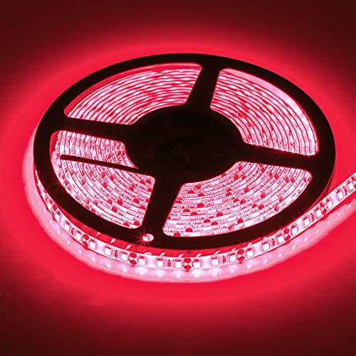 Red Waterproof 600 LEDs Strip Lights, SUPERNIGHT 12 Volt LED Light Strips 16.4FT LED Rope Lighting for Boat Bedroom Car TV Backlighting Christmas Party - color: Red