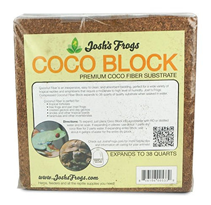 Josh's Frogs Coco Block Fine Coco Fiber (5 kg/38 quarts) - size: 38 Quart Block