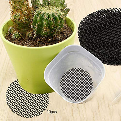 10PCS 10cm Plastic Pot Hole Mesh Mats for Gardening Flower Pot Drainage Screen Plant Potting Substrate Barrier Terrarium Supplies Root Protection (Diameter 8 cm) - size: Diameter 8 cm