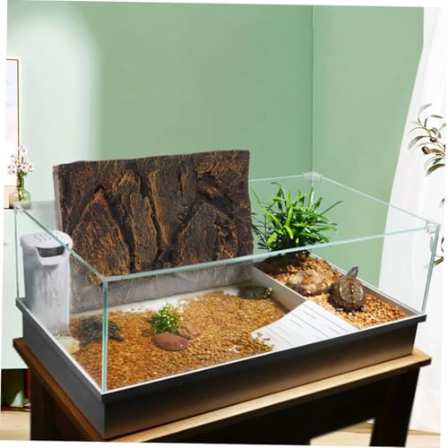 3D PU Material Reptile Tank Background Board 2pcs Turtle Aquarium Decorative Panel for Snake Habitat and Fish Tank Decoration