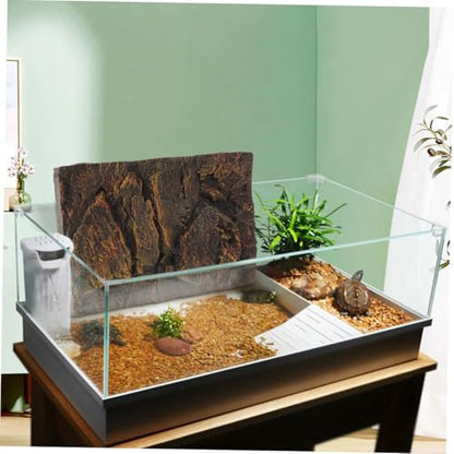 3D PU Material Reptile Tank Background Board 2pcs Turtle Aquarium Decorative Panel for Snake Habitat and Fish Tank Decoration