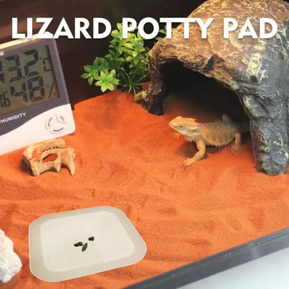 2 Pcs Leopard Gecko Potty Pad,Crested Gecko Potty Latrine，Leopard Gecko Tray，Reptile Litter Box，Portable Gecko Tank Accessories (Beige) - color: Beige