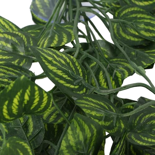 Pssopp Lifelike Plant Decorative Hanging Silk Terrarium Plant with Suction Cup for Reptile Rainforest Box Aquarium Landscape(NFF-80)