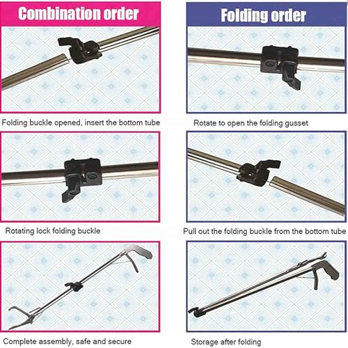 0.75M/1M/1.2M Snake Tongs, Professional Collapsible Stainless Steel Reptile Grabber Rattle Snake Catcher With Self Lockable Handle, Snake Grabber Wide Jaw Handling Tool For Snake Farmers ( Size : 1M ) - size: 1M