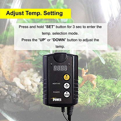 Simple Deluxe 150W Reptile Heat Bulb and 40-108 Degrees Fahrenheit Digital Thermostat Controller Included, for Amphibian Pet & Incubating Chicken, Black - size: 150W, style: Bulb+Thermostat