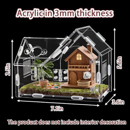 Acrylic Jumping Spider Terrarium with Magnetic Lock – 5.6” Tall Transparent Enclosure for Tarantulas, Hermit Crabs & Small Insects – Secure Ventilated Habitat with Easy Snap Assembly - size: 7.1 x 3.6 x 5.6 inches