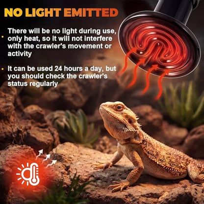 4 Pack 150W Ceramic Heat Emitter, No Light Reptile Heat Lamp Bulb for Bearded Dragon Tank, Chicken Brooder and Coop, E26 Ceramic Heater Bulb for Large Terrarium