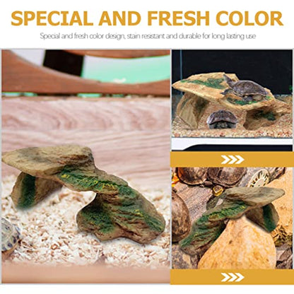 POPETPOP Turtle Basking Platform - Reptile Resting Habitat Ornament Resin Tortoise Climbing Platform Turtle Habitat Basking Rocks for Turtles Bearded Dragons Lizard