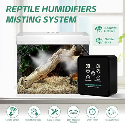 MECESOR Reptile Mister Humidifiers for Tank, Smart Misting System for Reptile Terrariums, Reptile Humidifiers Misting Automatic with Timer, Terrariums Humidifier for Chameleons, Snake, Frog, Turtle