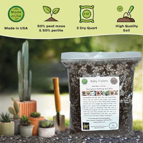 Succulent Plant Potting Soil Mix Peat Moss & Perlite (½ Gallon / 2 quarts) (Pack of 2) - size: 2qt (Pack of 2)