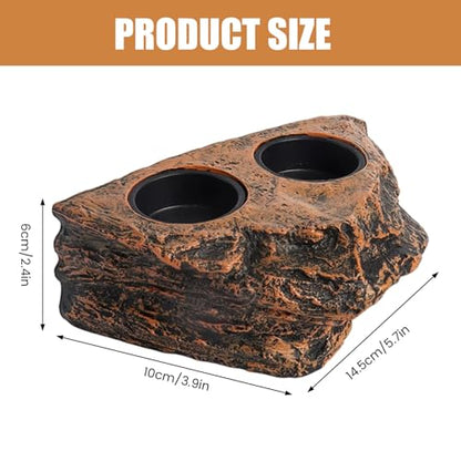 Magnetic Hanging Gecko Feeding Ledge Reptile Food Dish with 2 Feeding Bowls for Bearded Dragon Snake Lizard
