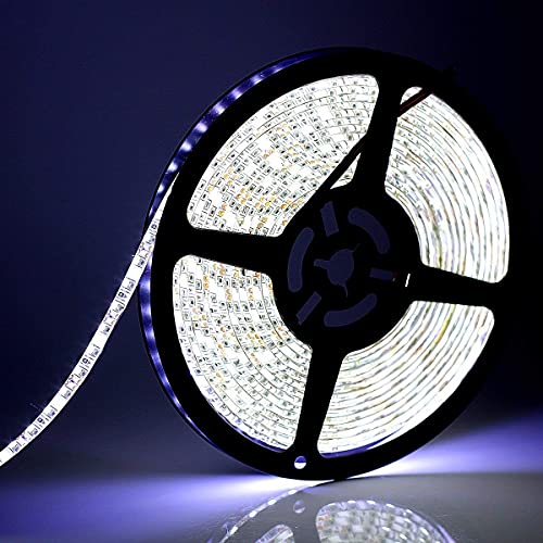 600 LEDs Light Strip Waterproof Cool White 7000K, SUPERNIGHT 16.4FT LED Rope Lighting Flexible Tape Decorate for Bedroom Boat Car TV backlighting Holidays Party (White) - color: Cool White
