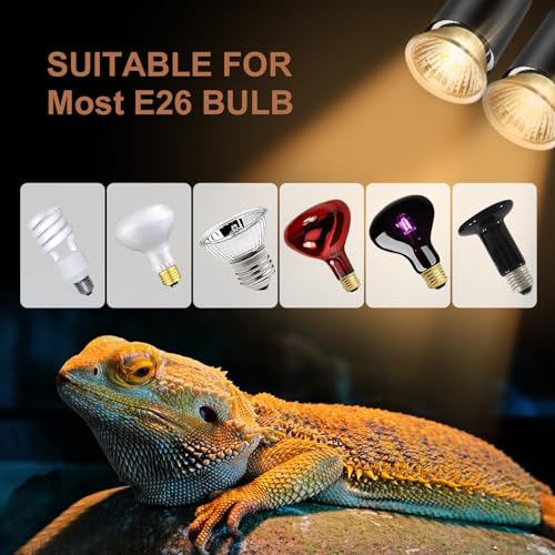 4-Pack 50W UVA Bulbs, Fit E26 Heat Reptile Lamp, Light Turtle Heat Lamp for Reptiles and Amphibian Tanks, Terrariums and Cages, Works with Various Lamp Fixtures