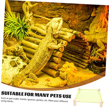 BESPORTBLE Bearded Dragon Swing Hammock Large Lizard Swing Bed Wooden Reptile Bed for Basking Creative Reptile Hammock
